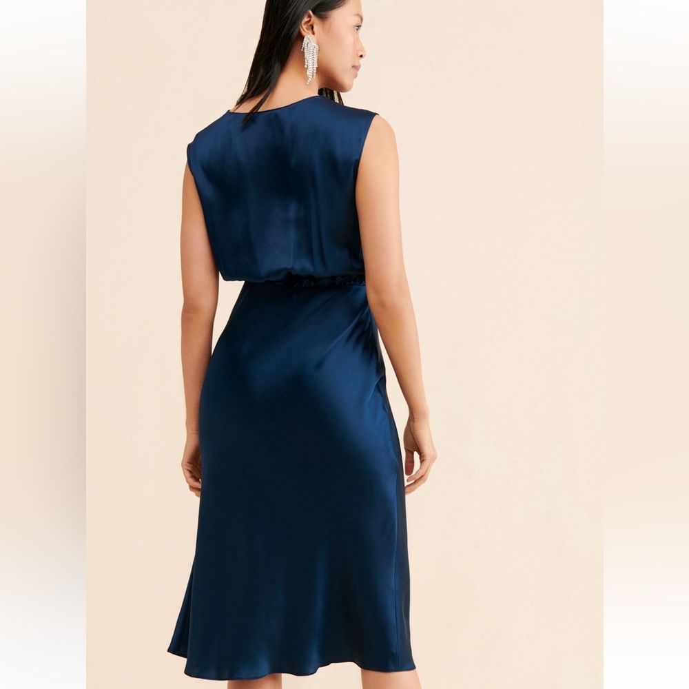 Amanda Uprichard 100% silk midi dress blue - Picture 2 of 4